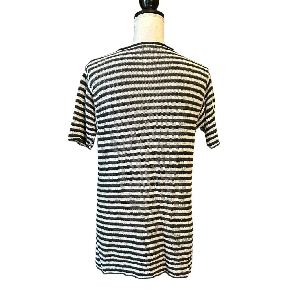 Eileen Fisher Organic Linen Knit Striped Round Neck Tunic Women’s SZ XXS in Grey